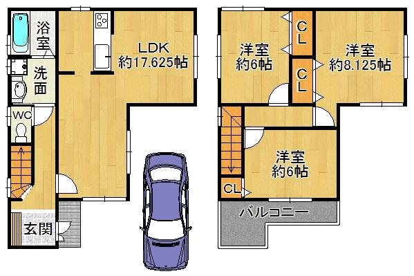Floor plan. (No. 6 locations), Price 30,800,000 yen, 3LDK, Land area 83.36 sq m , Building area 86.26 sq m