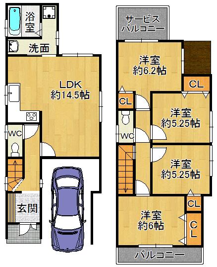 Floor plan. (No. 8 locations), Price 33,800,000 yen, 4LDK, Land area 88.69 sq m , Building area 104.15 sq m