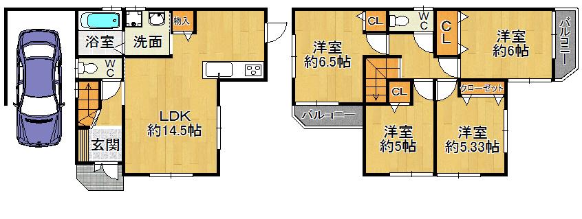 Floor plan. (No. 9 locations), Price 32,800,000 yen, 4LDK, Land area 80.26 sq m , Building area 99.01 sq m