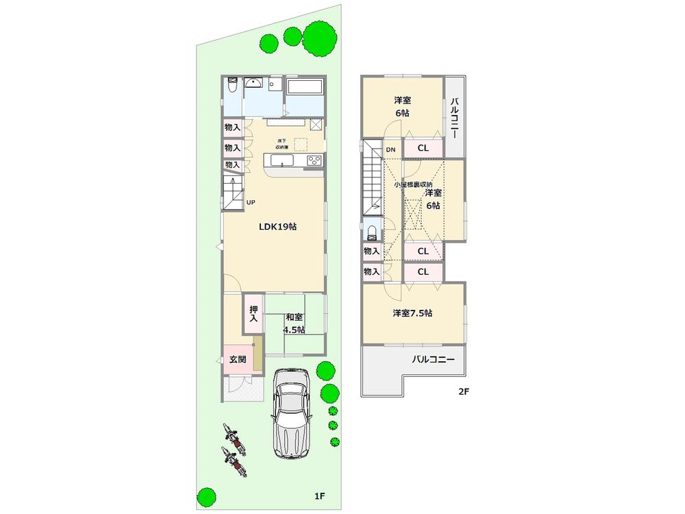 Floor plan. (No. 5 land plan), Price 39,800,000 yen, 4LDK, Land area 113.14 sq m , Building area 106.4 sq m