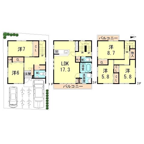 Floor plan. 46 million yen, 5LDK, Land area 97.28 sq m , Building area 135.8 sq m