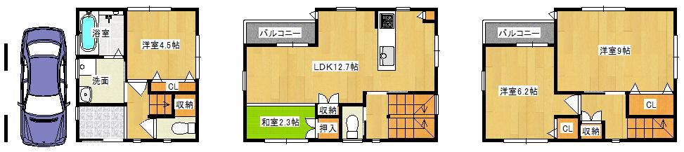 Floor plan. 26,800,000 yen, 4LDK, Land area 53.63 sq m , Building area 98.58 sq m   ◆ Floor plan