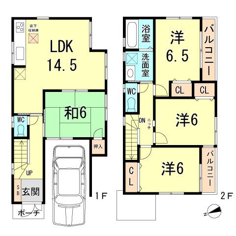 Floor plan. 32,800,000 yen, 4LDK, Land area 86.28 sq m , Building area 98.41 sq m