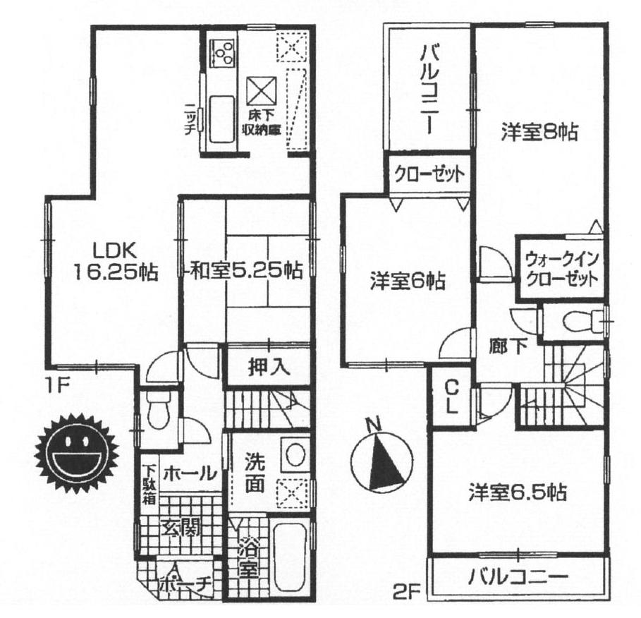 Floor plan. 27.3 million yen, 4LDK, Land area 90.33 sq m , Building area 95.58 sq m