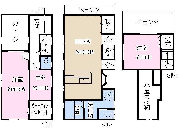 Floor plan. 34,800,000 yen, 2LDK + S (storeroom), Land area 76.45 sq m , Building area 88.5 sq m
