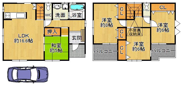 Floor plan. 32,800,000 yen, 4LDK, Land area 91.38 sq m , Building area 100.44 sq m