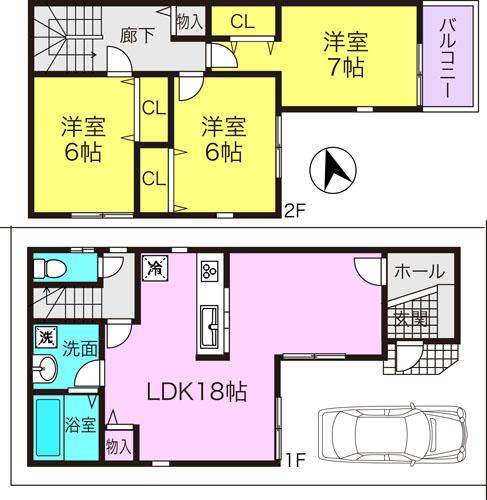Floor plan. 26,800,000 yen, 3LDK, Land area 81.43 sq m , Building area 89.1 sq m