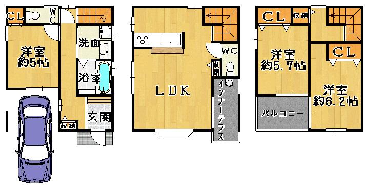 Floor plan. 22,800,000 yen, 3LDK, Land area 58.04 sq m , Building area 93.48 sq m floor plan