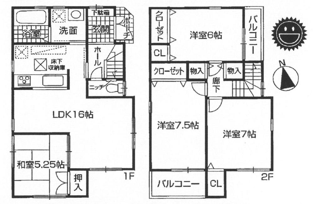 Floor plan. 27,800,000 yen, 4LDK, Land area 90 sq m , Building area 93.55 sq m