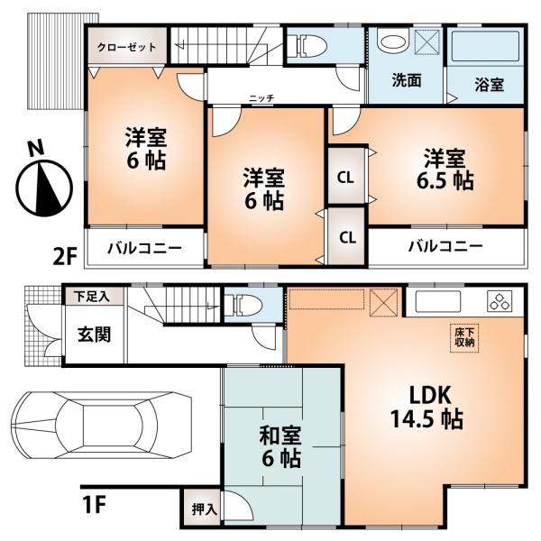 Floor plan. 32,800,000 yen, 4LDK, Land area 86.28 sq m , Building area 98.41 sq m 1 Building Floor Plan