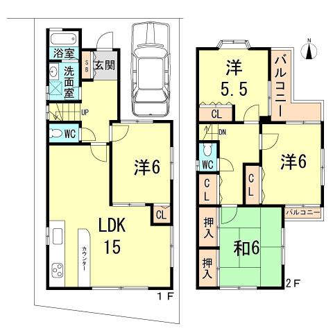 Floor plan. 20.8 million yen, 4LDK, Land area 86.41 sq m , Building area 92.33 sq m