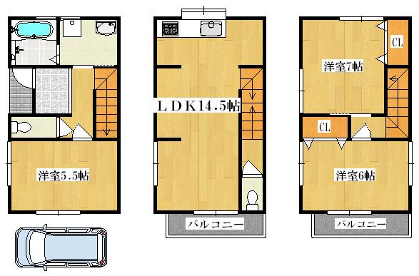 Floor plan. 23,300,000 yen, 3LDK, Land area 46.02 sq m , Building area 84.99 sq m   ◆ Floor plan ◆ 
