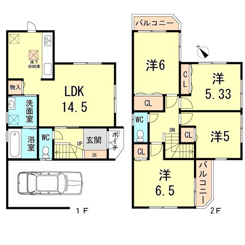Floor plan. 32,800,000 yen, 4LDK, Land area 80.26 sq m , Building area 99.01 sq m