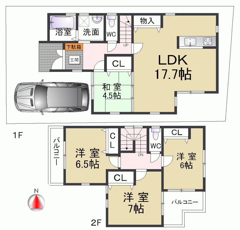 Floor plan. 38,800,000 yen, 4LDK, Land area 105.68 sq m , For building area 98.81 sq m complete listing is available tours, While visited the there, Is a free plan housing that can floor plan of the meeting