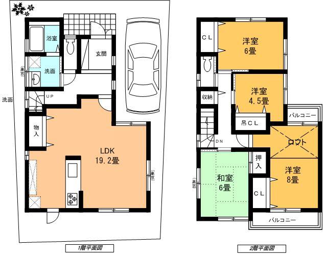 Building plan example (No. 6 locations), Building area 104.08 sq m , Land area 90.07 sq m