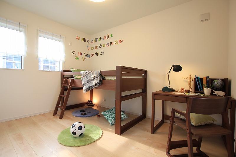 Model house photo. Model house. Children's room. Room made in warm shades.