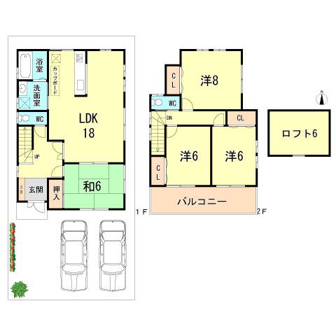 Floor plan. 34,800,000 yen, 4LDK, Land area 115 sq m , Building area 103 sq m