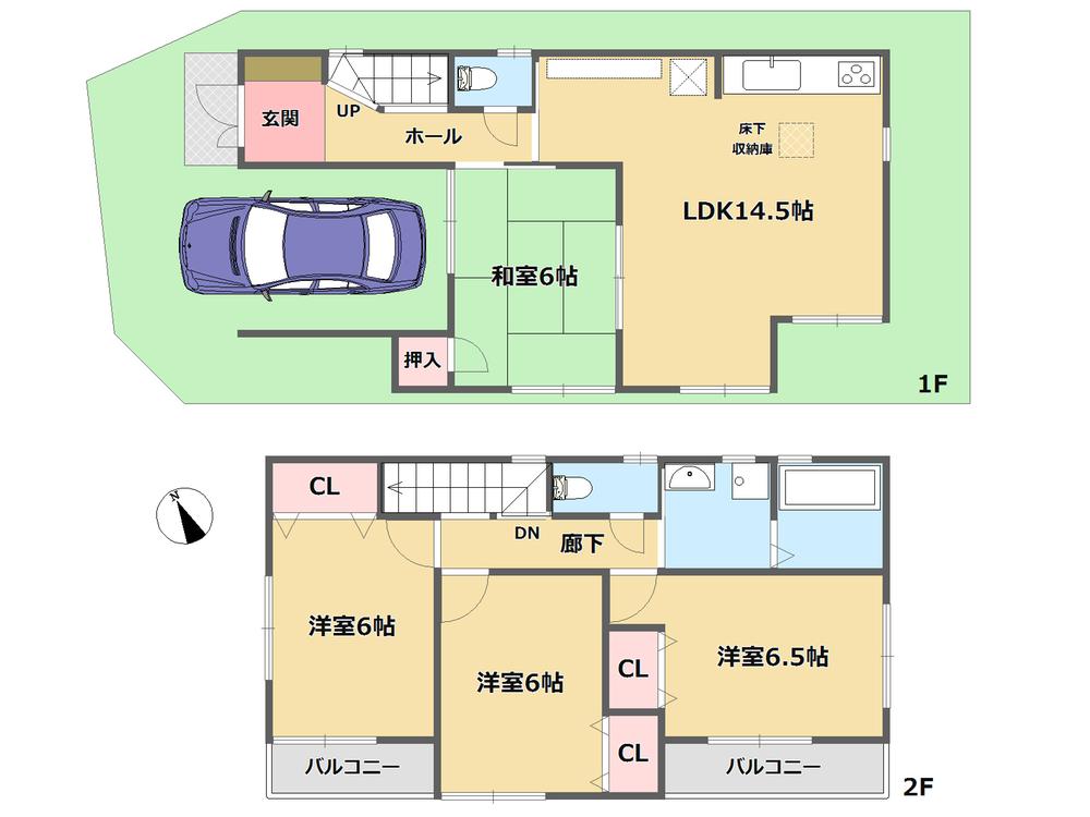 Floor plan. (No. 1 location plan), Price 32,800,000 yen, 4LDK, Land area 86.28 sq m , Building area 98.41 sq m