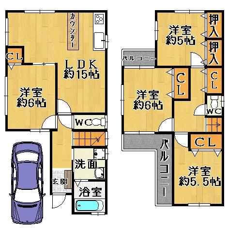 Floor plan. 20.8 million yen, 4LDK, Land area 86.41 sq m , Building area 92.33 sq m