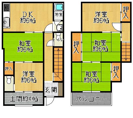 Floor plan. 11.8 million yen, 5DK, Land area 63.57 sq m , Building area 80.59 sq m