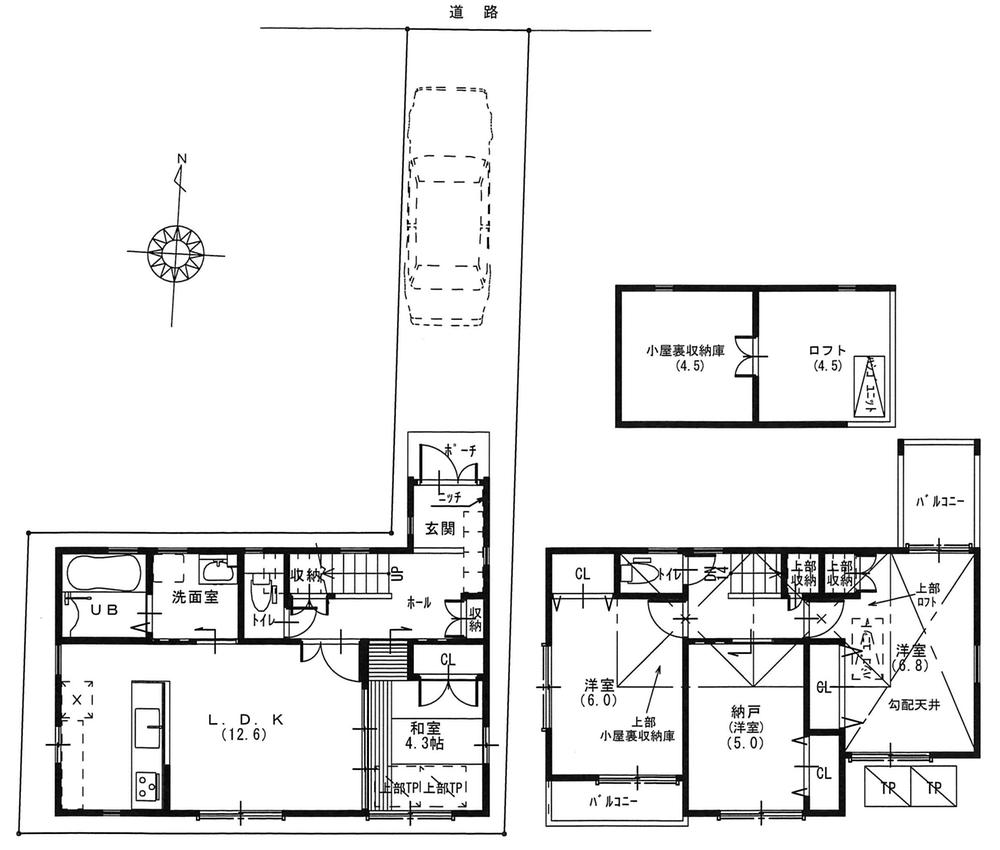 Floor plan. (Model House B No. land), Price 21,800,000 yen, 4LDK, Land area 80.91 sq m , Building area 84.96 sq m