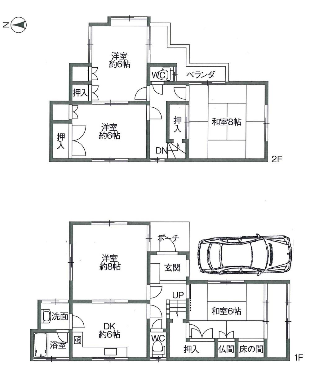 Floor plan. 23.8 million yen, 5DK, Land area 100.15 sq m , Building area 98.91 sq m south-facing. 5DK