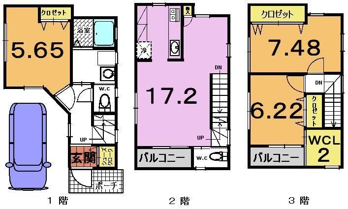 Floor plan. 26.5 million yen, 3LDK, Land area 46.44 sq m , Building area 99.38 sq m