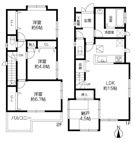 Floor plan. 33,800,000 yen, 3LDK + S (storeroom), Land area 102.17 sq m , Building area 92.94 sq m