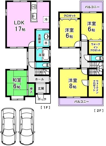 Floor plan. 48,400,000 yen, 4LDK, Land area 134.57 sq m , Building area 108.54 sq m