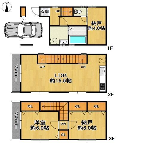 Floor plan. 24,800,000 yen, 1LDK + 2S (storeroom), Land area 49.06 sq m , Building area 81.54 sq m