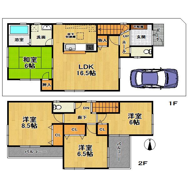 Floor plan. (No. 5 land plan), Price 33,300,000 yen, 4LDK, Land area 111.7 sq m , Building area 98.82 sq m