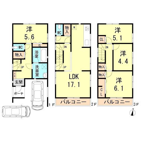 Floor plan. 30,800,000 yen, 4LDK, Land area 70.6 sq m , Building area 109.92 sq m