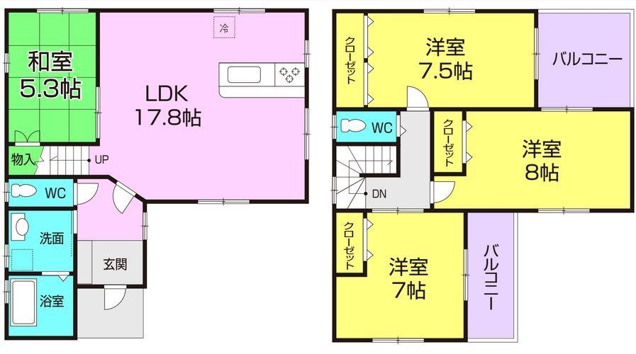 Floor plan. 28.8 million yen, 4LDK, Land area 103.46 sq m , Building area 102.33 sq m