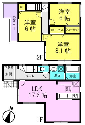 Floor plan. 31,800,000 yen, 3LDK, Land area 83.36 sq m , Building area 86.26 sq m