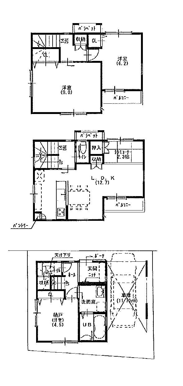 Floor plan. 26,800,000 yen, 3LDK + S (storeroom), Land area 53.63 sq m , Building area 98.58 sq m floor plan