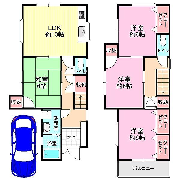 Floor plan. 23.5 million yen, 4LDK, Land area 80.15 sq m , Building area 85.32 sq m