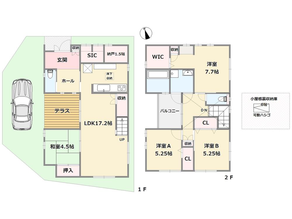 Floor plan. (E No. land plan), Price 31,800,000 yen, 4LDK, Land area 100 sq m , Building area 105.43 sq m