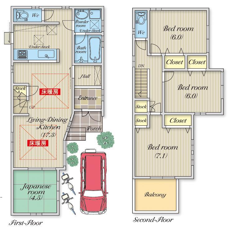 Other building plan example. Building plan example (C No. land) Building Price 21,575,000 yen, Building area 95.45 sq m