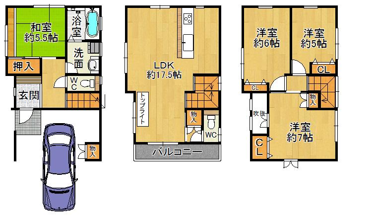 Floor plan. 25,900,000 yen, 4LDK, Land area 64.8 sq m , Building area 108.94 sq m