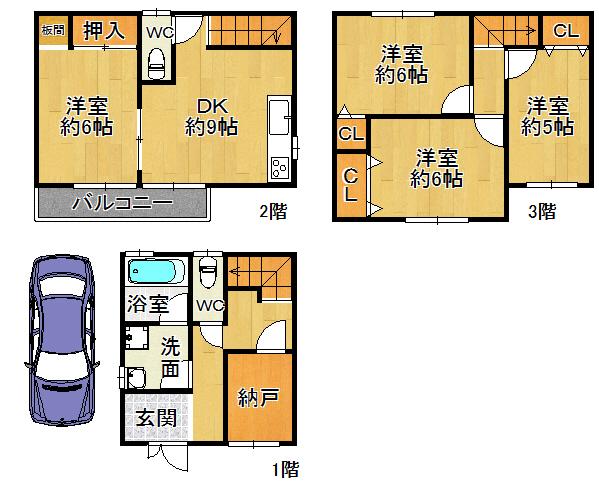 Floor plan. 15.8 million yen, 4DK + S (storeroom), Land area 53.03 sq m , Building area 97.2 sq m