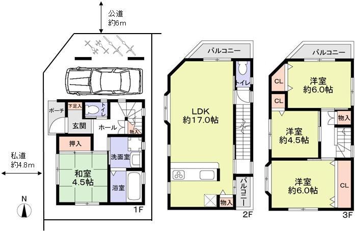 Floor plan. 28.8 million yen, 4LDK, Land area 54.12 sq m , Building area 107.31 sq m