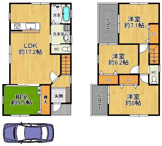 Floor plan. 31,300,000 yen, 4LDK, Land area 99.73 sq m , Building area 97.74 sq m planned floor plan