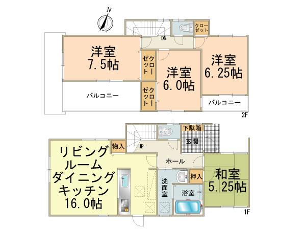 Floor plan. Price 33,800,000 yen, 4LDK, Land area 141.95 sq m , Building area 95.57 sq m