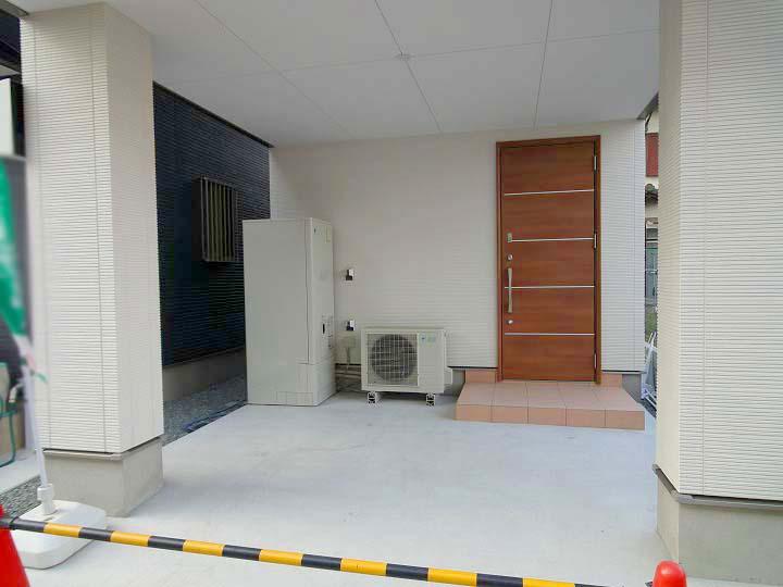 Parking lot. It was the front door of the cute design