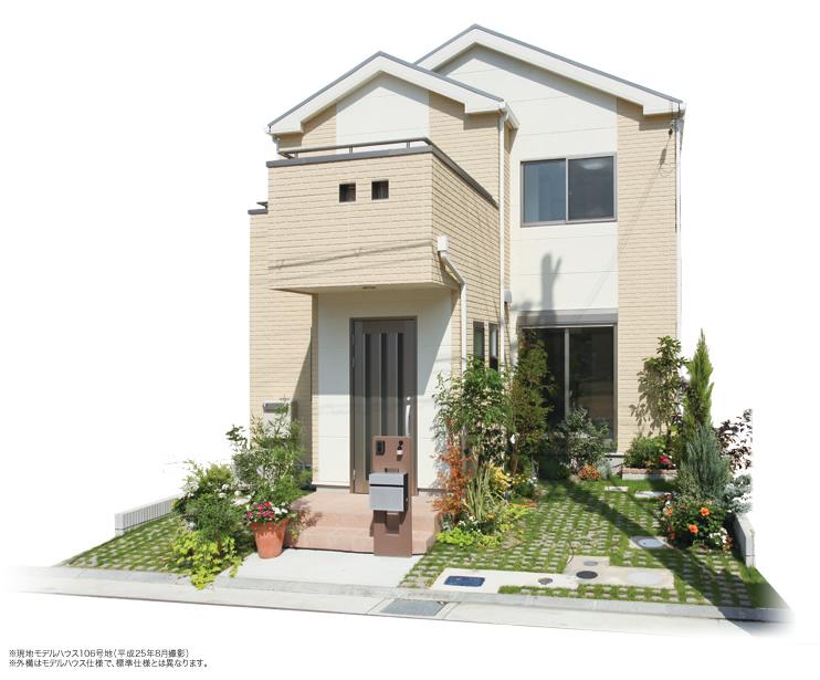 Building plan example (exterior photos). Second floor of the Western-style are perfect for a child's room because it is connected by a sliding door. First floor and plans with a calm in which a Japanese-style room on the second floor each. (Local No. 106 land model house / 2013 August shooting)
