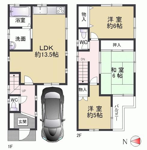 Floor plan. 21.9 million yen, 3LDK, Land area 68.79 sq m , Building area 76.14 sq m life is the easy two-storey house