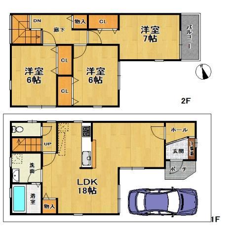 Floor plan. 26,800,000 yen, 3LDK, Land area 81.43 sq m , Building area 89.1 sq m