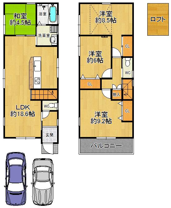 Floor plan. 33,800,000 yen, 4LDK, Land area 90.23 sq m , Building area 101.92 sq m