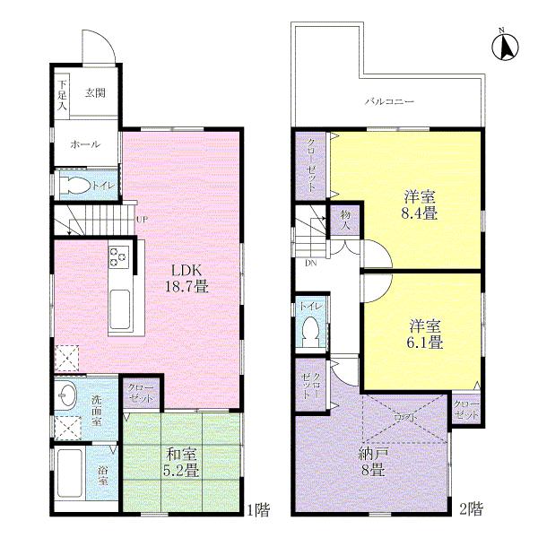 Floor plan. Price 34,800,000 yen, 4LDK, Land area 93.25 sq m , Building area 100.43 sq m