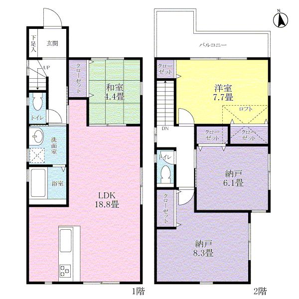 Floor plan. Price 35,800,000 yen, 4LDK, Land area 93.53 sq m , Building area 102.1 sq m